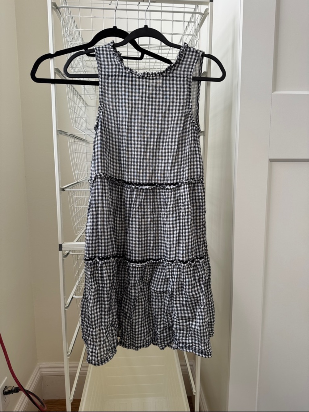 sundays Black and White Gingham Tiered Sleeveless Dress